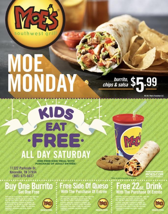 BOGO Burritos, Free Queso and Free Drink at Moe's Southwest Grill